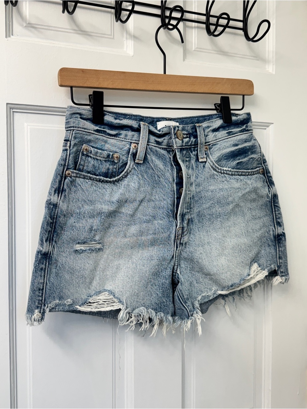 Revolve PISTOLA Nova Shorts High Waist Distressed Denim Sz 24 - Picture 6 of 12